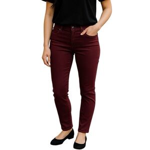 Ann Taylor LOFT Women's SZ 8/29 Burgundy Mid Rise Skinny Jeans Pants Stretch